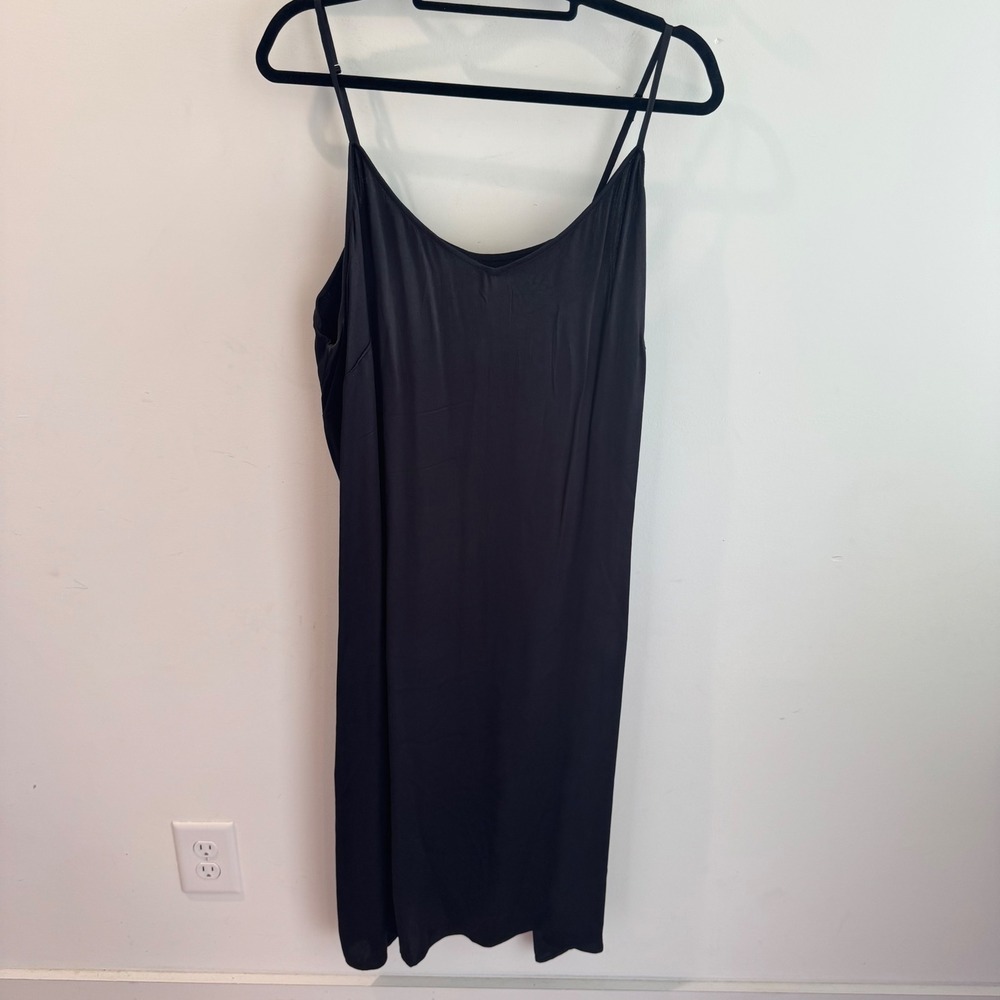 ABLE Black‎ V-Neck Slip Midi Dress Adjustable Spaghetti Straps 2X